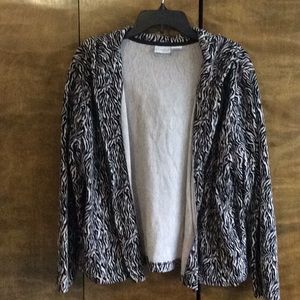Animal print hooded zipper jacket